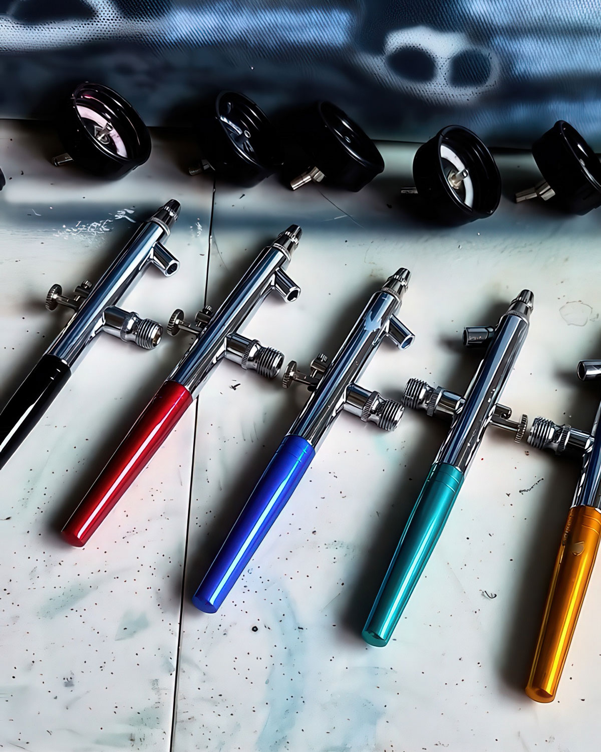 Airbrush tools ready at La Sombra Art Studio